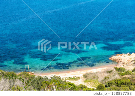 Shades of blue in Capo Coda Cavallo shoreline Shades of blue in Capo Coda Cavallo shoreline 138857788