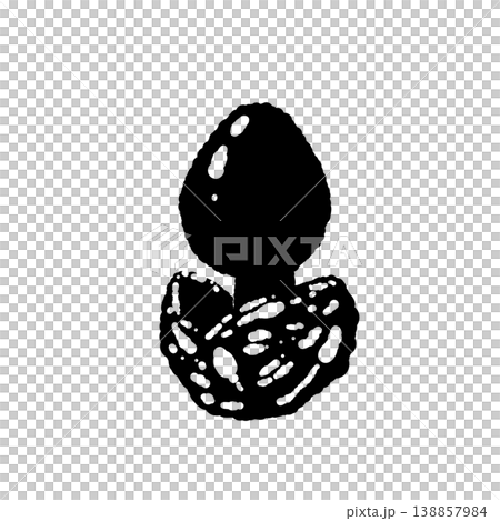 タマゴタケ（単体・幼菌）のモノクロ手描きイラスト素材 138857984