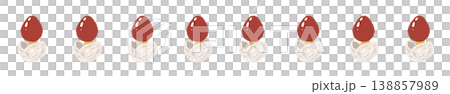 Line decoration/decorative border illustration material featuring young, round Amanita caesarea mushrooms. 138857989