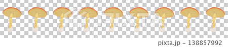 Line decoration/decorative border illustration material featuring a row of Amanita caesarea (flat-capped mushrooms). Line decoration/decorative border illustration material featuring a row of Amanita caesarea (flat-capped mushrooms). 138857992