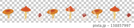Randomly arranged line decoration/decorative border illustration material of Amanita caesarea. 138857997