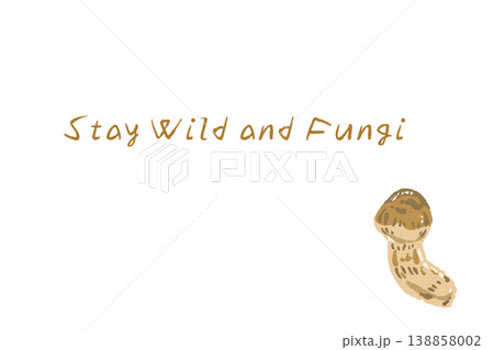 松茸の手描きイラスト入り横型メニュー・カードテンプレート 138858002