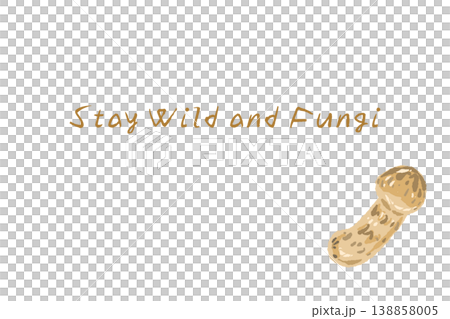 松茸（斜め）の手描きイラスト入り横型メニュー・カードテンプレート 138858005