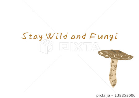 松茸（傘開き）の手描きイラスト入り横型メニュー・カードテンプレート 138858006