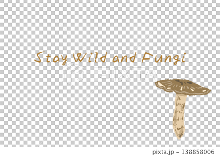 松茸（傘開き）の手描きイラスト入り横型メニュー・カードテンプレート 138858006