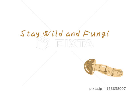 松茸（太め）の手描きイラスト入り横型メニュー・カードテンプレート 138858007