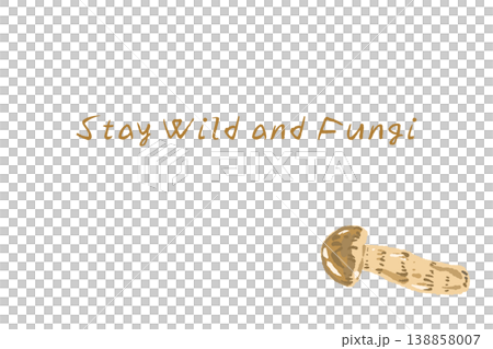 松茸（太め）の手描きイラスト入り横型メニュー・カードテンプレート 138858007