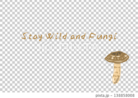 松茸（大）の手描きイラスト入り横型メニュー・カードテンプレート 138858008