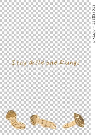 松茸（横倒し・複数）の縦型メニュー・カードテンプレート 138858015