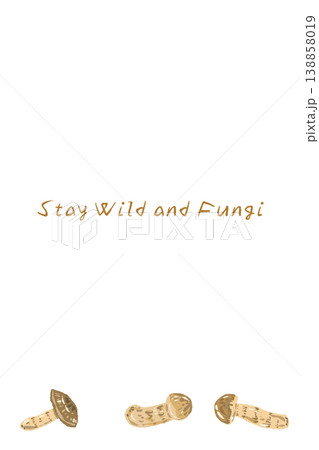 松茸（斜め）の手描きイラスト入り縦型メニュー・カードテンプレート 138858019