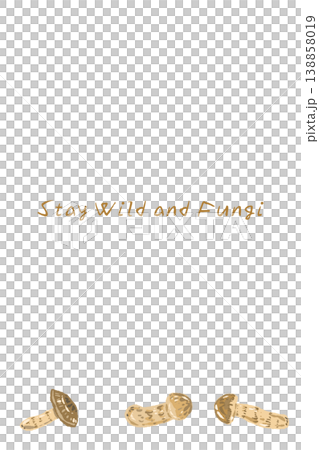 松茸（斜め）の手描きイラスト入り縦型メニュー・カードテンプレート 138858019