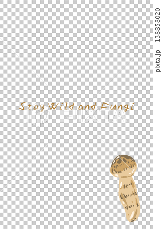Vertical menu/card template with a hand-drawn illustration of a Matsutake mushroom (with its cap open). Vertical menu/card template with a hand-drawn illustration of a Matsutake mushroom (with its cap open). 138858020