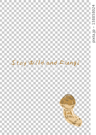 Vertical menu/card template with a hand-drawn illustration of a large matsutake mushroom. 138858024