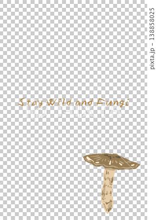 Vertical menu/card template featuring Matsutake mushrooms (centered). 138858025