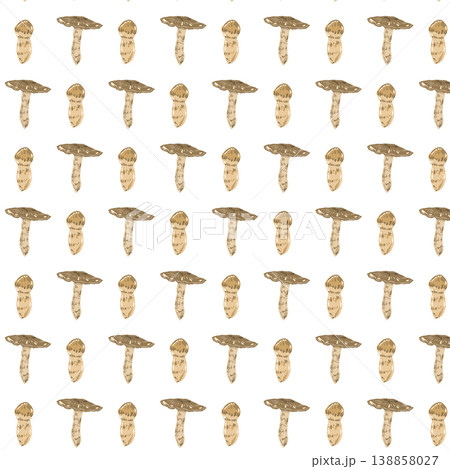 松茸のシームレスパターン背景イラスト（縦向き・整列配置） 138858027