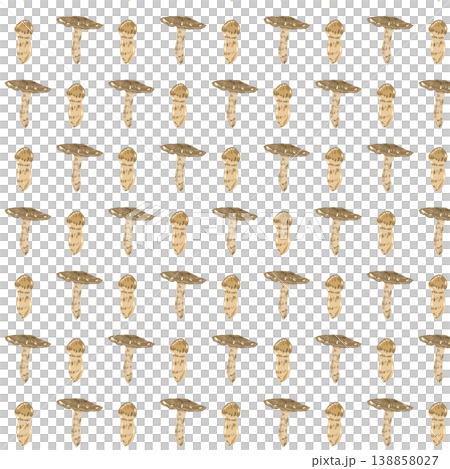 松茸のシームレスパターン背景イラスト（縦向き・整列配置） 138858027
