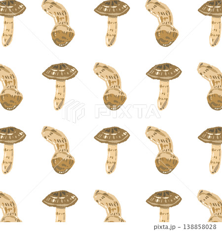 松茸のシームレスパターン背景イラスト（斜め・互い違い） 138858028