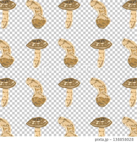 松茸のシームレスパターン背景イラスト（斜め・互い違い） 138858028