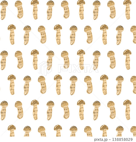 松茸のシームレスパターン背景イラスト（縦向き・互い違い） 138858029