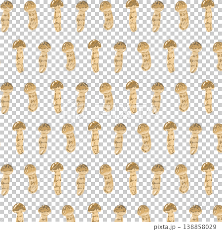松茸のシームレスパターン背景イラスト（縦向き・互い違い） 138858029