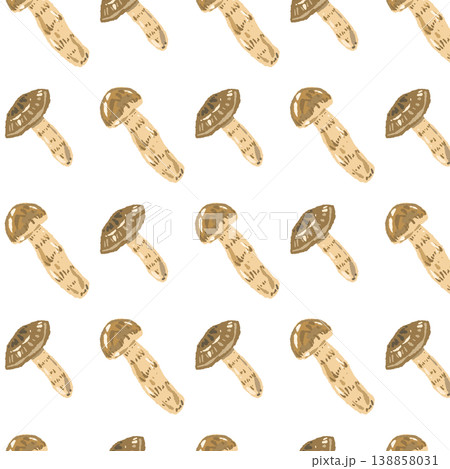 スライス松茸のシームレスパターン背景イラスト（斜め・互い違い） 138858031