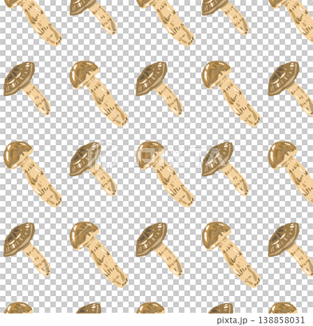 スライス松茸のシームレスパターン背景イラスト（斜め・互い違い） 138858031
