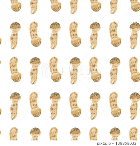 松茸のシームレスパターン背景イラスト（斜め配置・並ぶ） 138858032