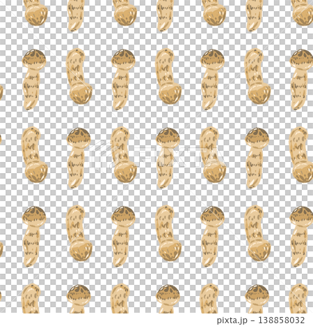 松茸のシームレスパターン背景イラスト（斜め配置・並ぶ） 138858032