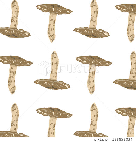 松茸のシームレスパターン背景イラスト（横倒し・ミックス） 138858034
