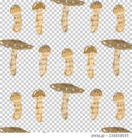 松茸のシームレスパターン背景イラスト（大小ミックス・配置） 138858035