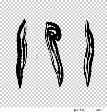 Black and white hand-drawn illustration of a matsutake mushroom (sliced lengthwise). Black and white hand-drawn illustration of a matsutake mushroom (sliced lengthwise). 138858062