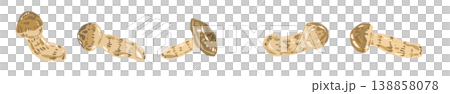 Matsutake mushroom (sideways, random) line decoration/decorative border illustration material 138858078