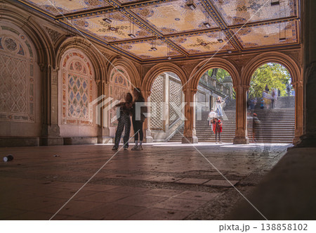 Tourists in Bethesda Terrace in Central Park seen from the floor Tourists in Bethesda Terrace in Central Park seen from the floor 138858102