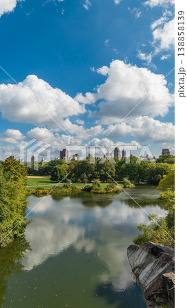 Vertical view of clouds over Turtle Pond in Central Park Vertical view of clouds over Turtle Pond in Central Park 138858139