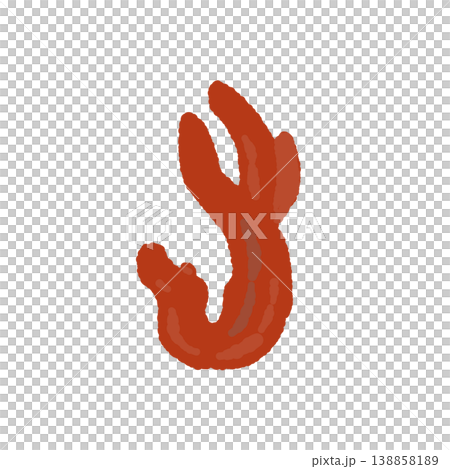 Hand-drawn illustration material of a single, slender *Podostroma cornu-damae* mushroom. 138858189