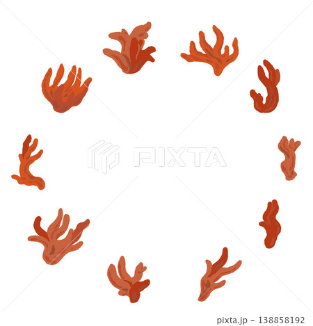 カエンダケの丸型フレームの手描きイラスト素材 138858192