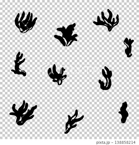 Monochrome hand-drawn illustration material of the fire coral mushroom (randomly arranged) Monochrome hand-drawn illustration material of the fire coral mushroom (randomly arranged) 138858214