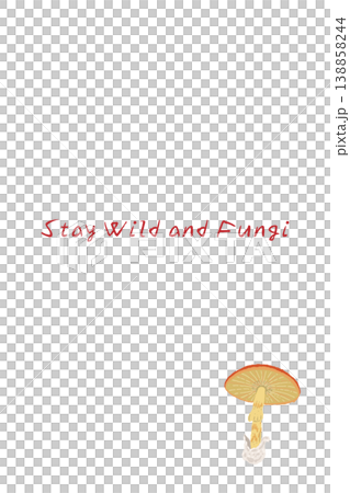 Vertical menu/card template with a hand-drawn illustration of a Caesar's mushroom (with its cap open). 138858244