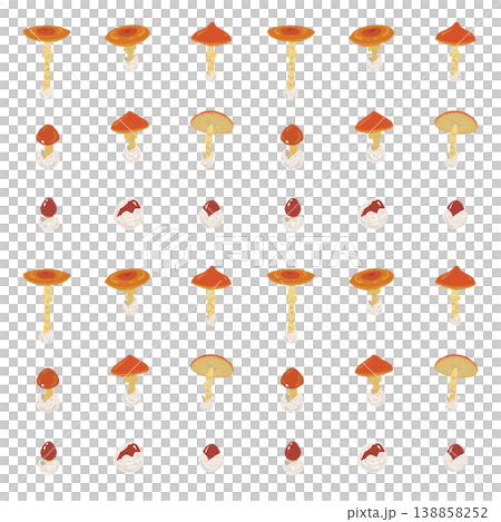 タマゴタケのシームレスパターン背景イラスト（大小整列） 138858252