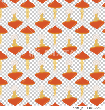 密集排列的毒傘菌無縫圖案背景插圖 138858260