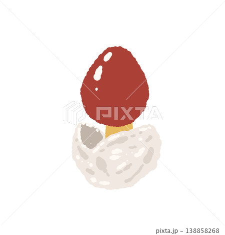 タマゴタケ（単体・幼菌・赤色）の手描きイラスト素材 138858268