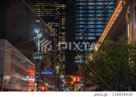 SKyscrapers in Midtown Manhattan at night 138858430