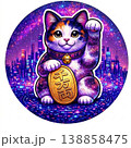 サイバー招き猫（円形）｜ネオン・近未来・和風ラッキーキャット 138858475