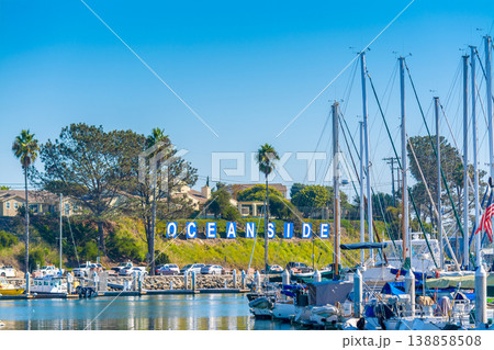 Oceanside sign by the harbor on a sunny day 138858508