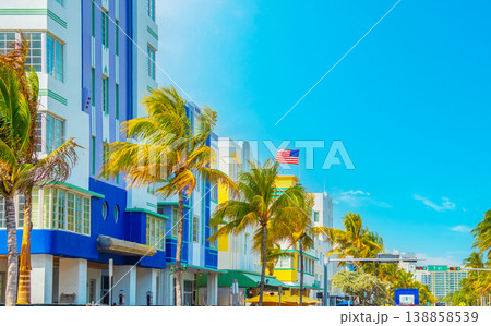 Art Deco buildings in Ocean Drive in Miami Beach Art Deco buildings in Ocean Drive in Miami Beach 138858539