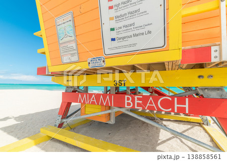 Colorful lifeguard tower in Miami Beach 138858561