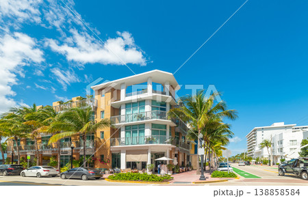 Street in Miami Beach on a sunny day. Street in Miami Beach on a sunny day. 138858584