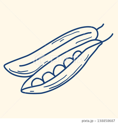 Young green pea pod, hand drawn blue ink clip art illustration Young green pea pod, hand drawn blue ink clip art illustration 138858687
