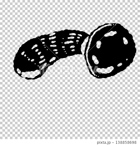 ポルチーニ茸(単体・横倒し)のモノクロ手描きイラスト素材 ポルチーニ茸(単体・横倒し)のモノクロ手描きイラスト素材 138858698