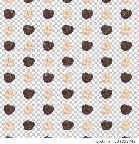 黑白松露無縫圖案背景插圖（對齊）。 138858745
